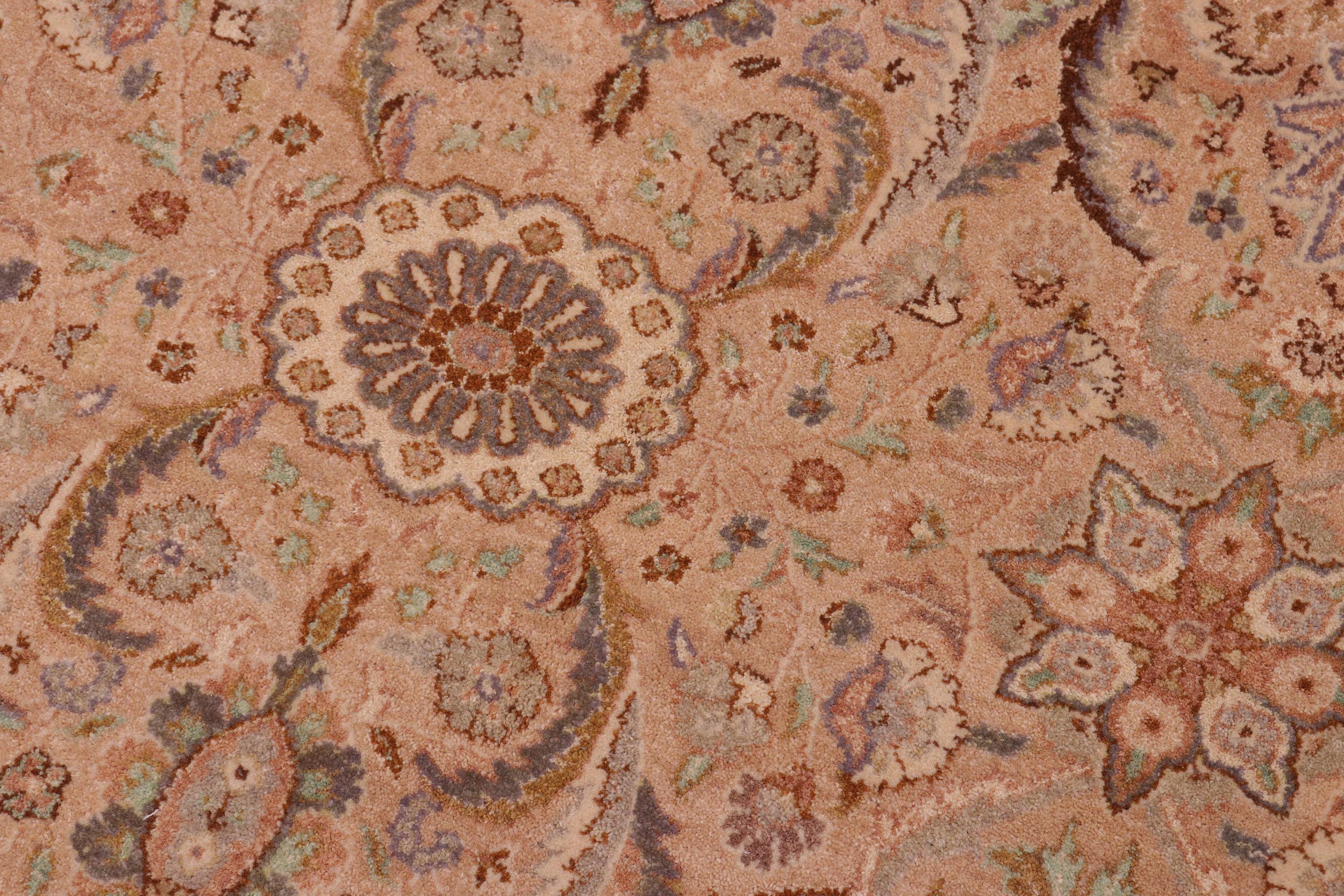 handmade Transitional Qaseem Bond Tan Green Hand Knotted RECTANGLE 100% WOOL area rug 10 x 14