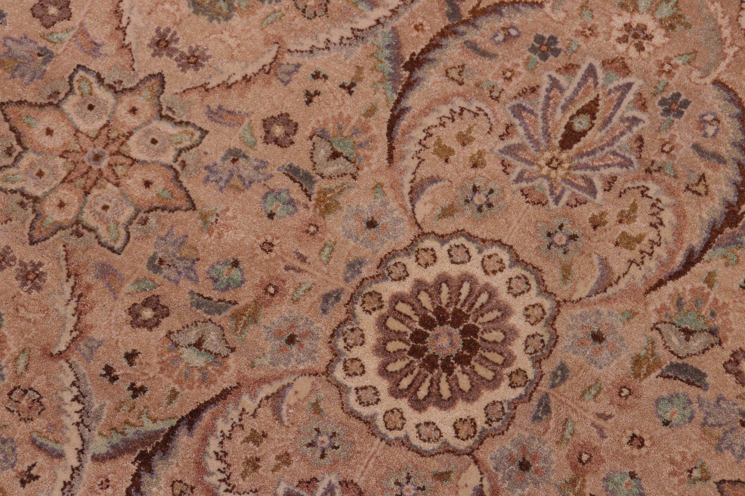 handmade Transitional Qaseem Bond Tan Green Hand Knotted RECTANGLE 100% WOOL area rug 10x14