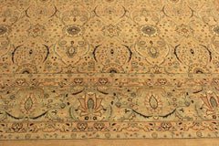 Antique Shea Tan/Green Wool Rug - 10'2''X14'3''