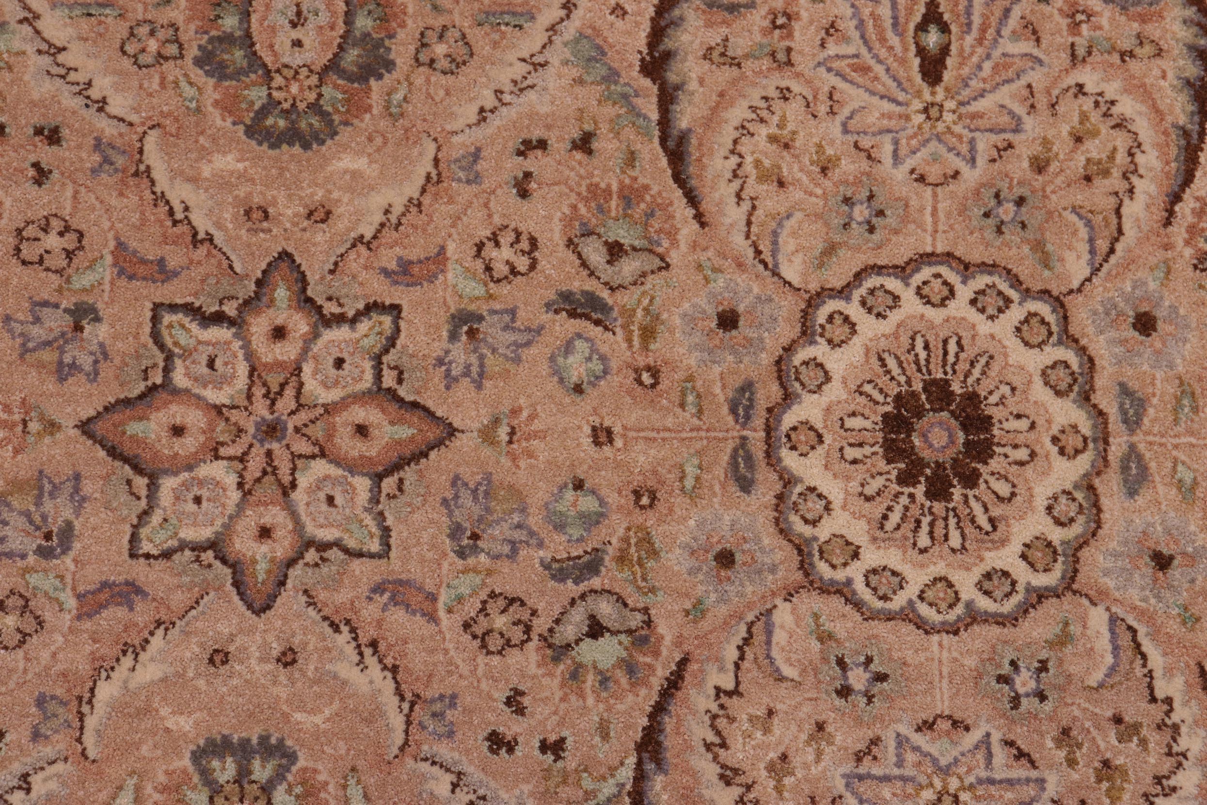 handmade Transitional Qaseem Bond Tan Green Hand Knotted RECTANGLE 100% WOOL area rug 10x14