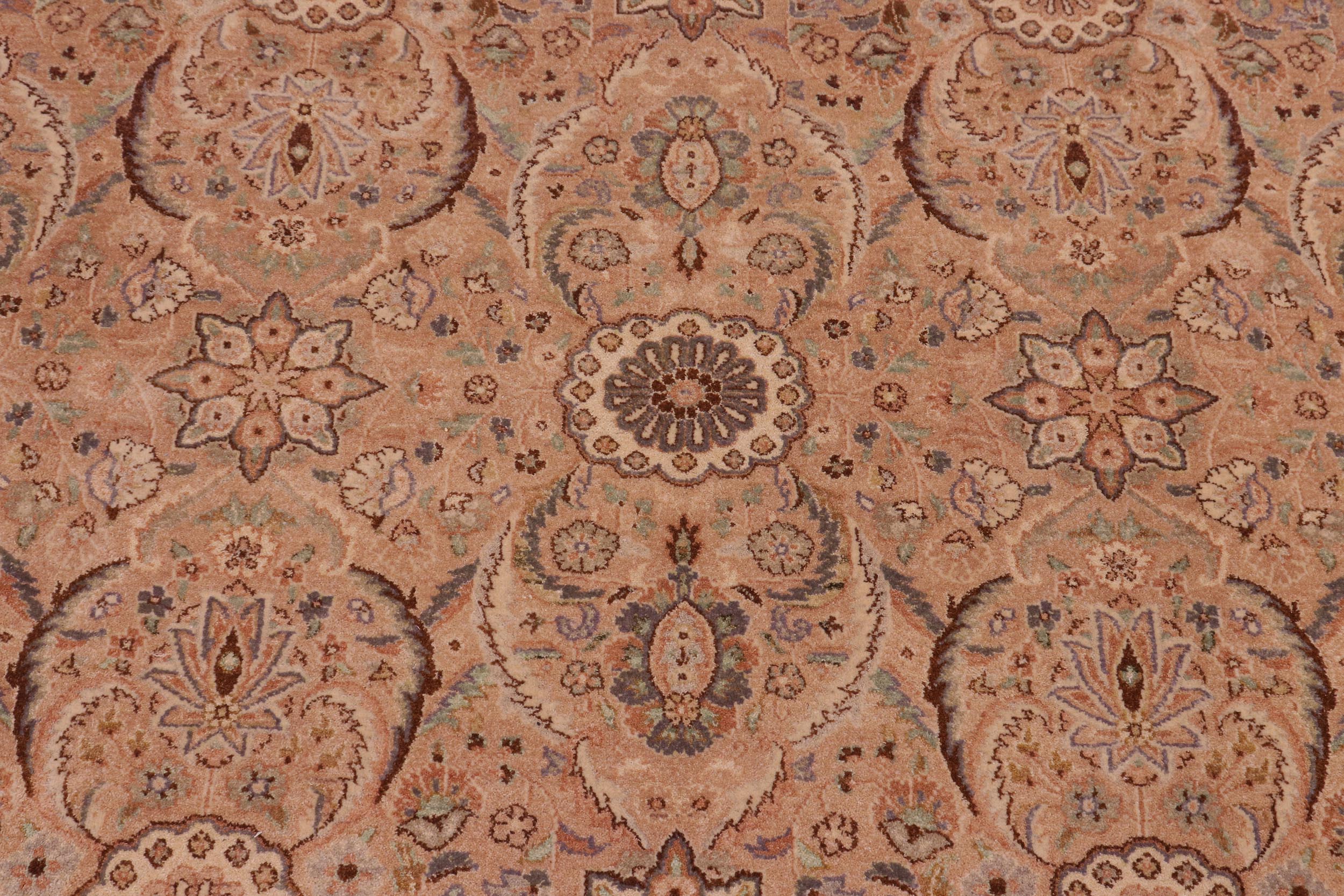 handmade Transitional Qaseem Bond Tan Green Hand Knotted RECTANGLE 100% WOOL area rug 10 x 14