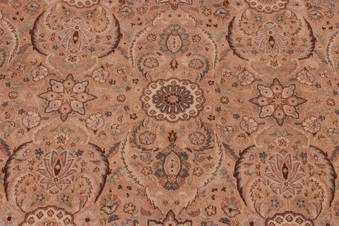 handmade Transitional Qaseem Bond Tan Green Hand Knotted RECTANGLE 100% WOOL area rug 10 x 14