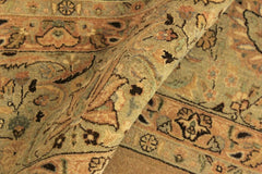 Antique Shea Tan/Green Wool Rug - 10'2''X14'3''