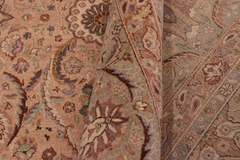 handmade Transitional Qaseem Bond Tan Green Hand Knotted RECTANGLE 100% WOOL area rug 10 x 14