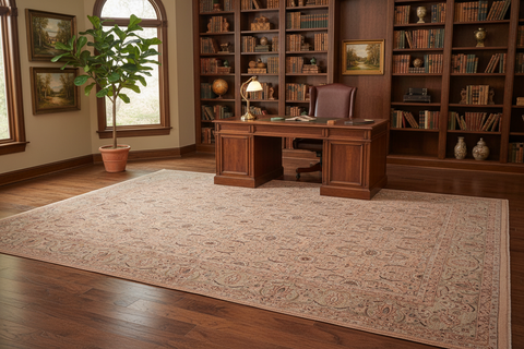 handmade Transitional Qaseem Bond Tan Green Hand Knotted RECTANGLE 100% WOOL area rug 10 x 14
