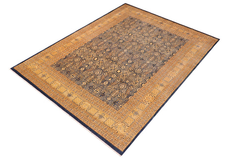handmade Transitional Tabriz Lt. Blue Ivory Hand Knotted RECTANGLE 100% WOOL area rug 10 x 14