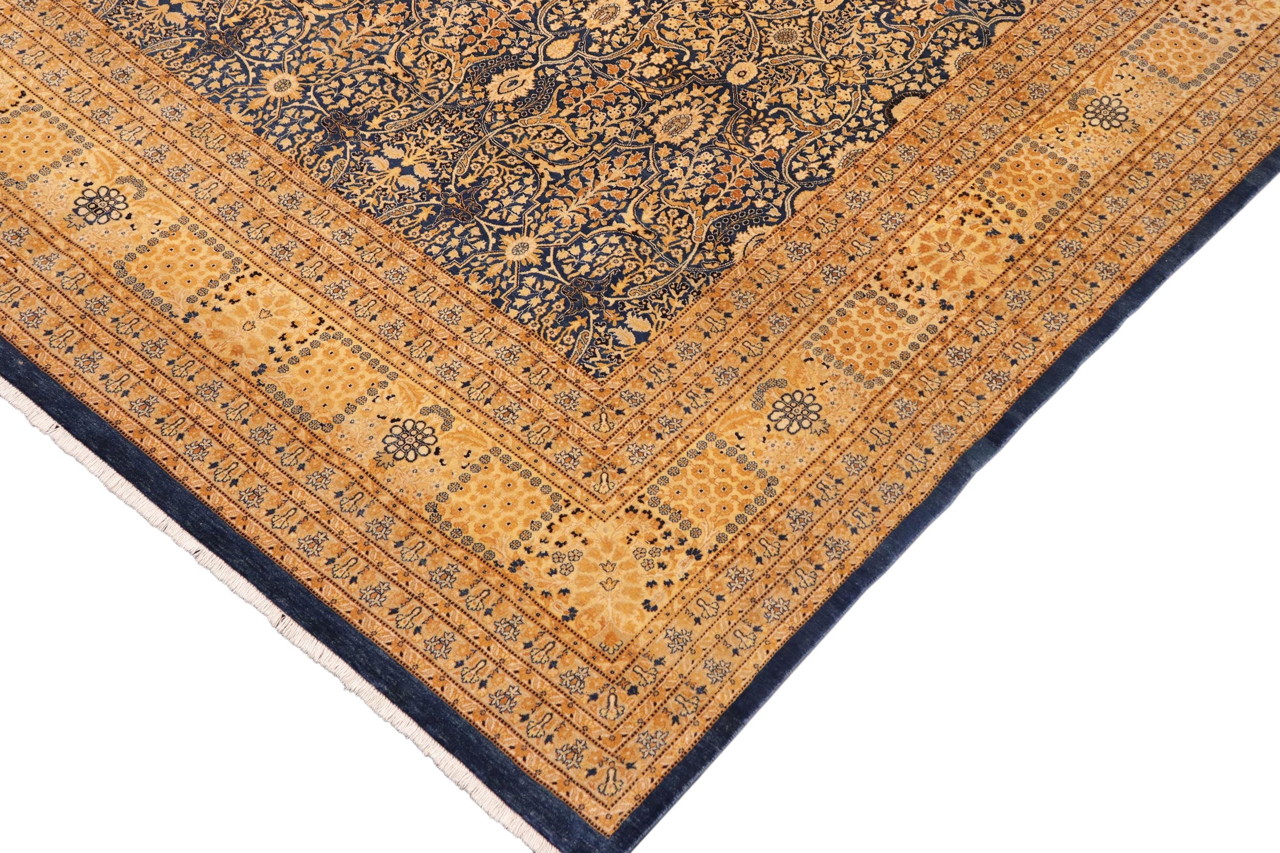 handmade Transitional Tabriz Lt. Blue Ivory Hand Knotted RECTANGLE 100% WOOL area rug 10 x 14