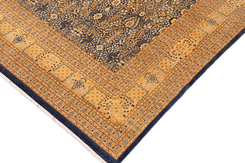 handmade Transitional Tabriz Lt. Blue Ivory Hand Knotted RECTANGLE 100% WOOL area rug 10 x 14