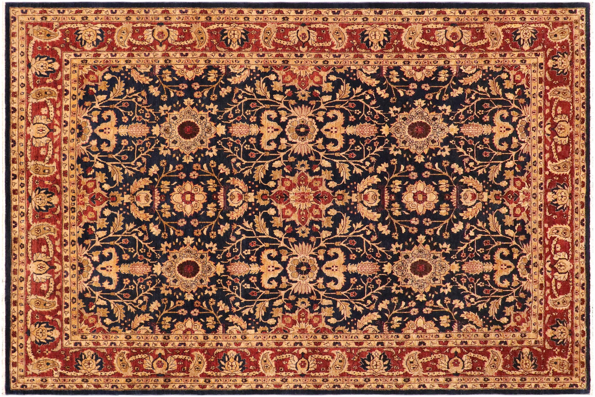handmade Transitional Kafkaz Blue Rust Hand Knotted RECTANGLE 100% WOOL area rug 9' x 12'