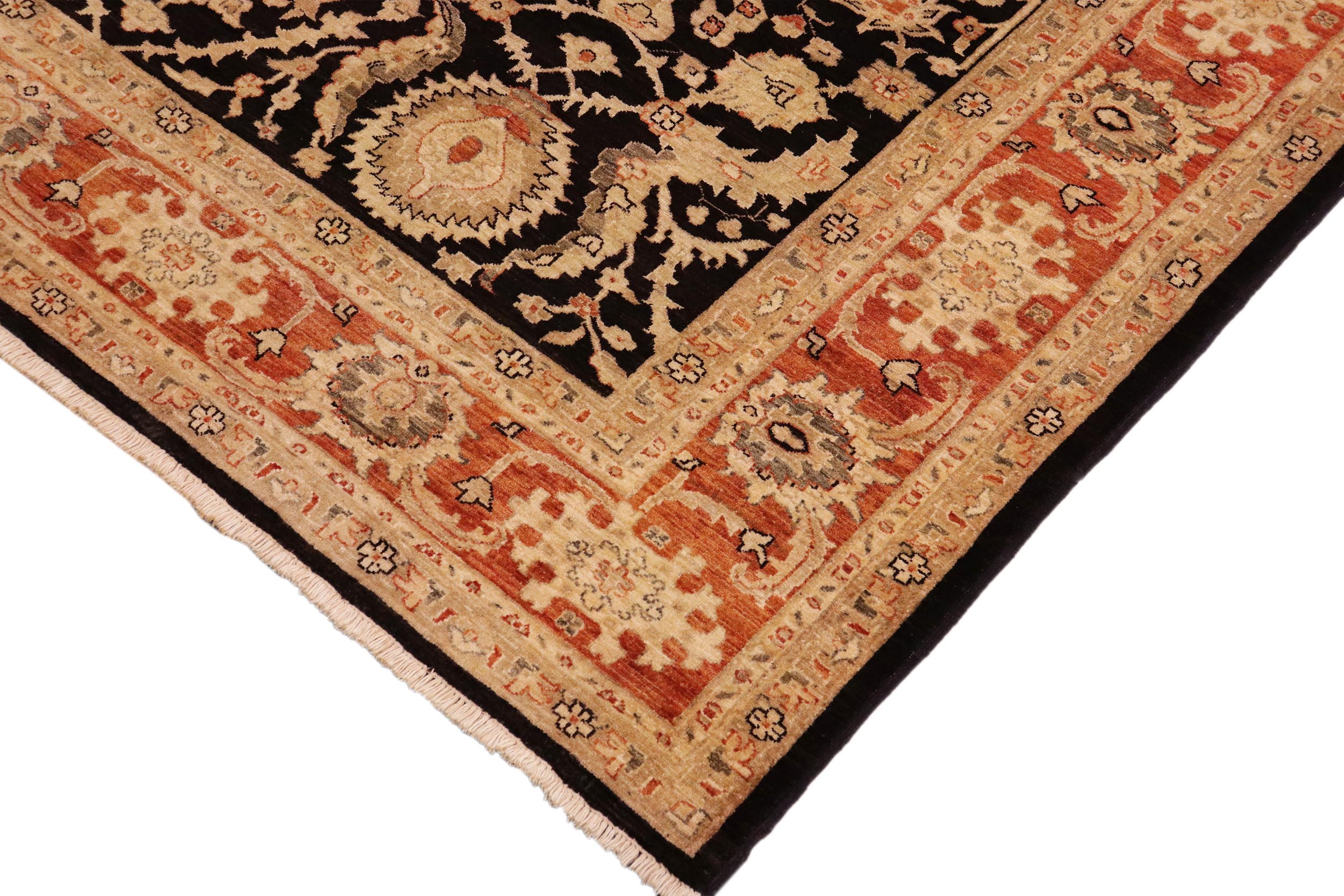handmade Traditional Kafkaz Black Red Hand Knotted RECTANGLE 100% WOOL area rug 9x12
