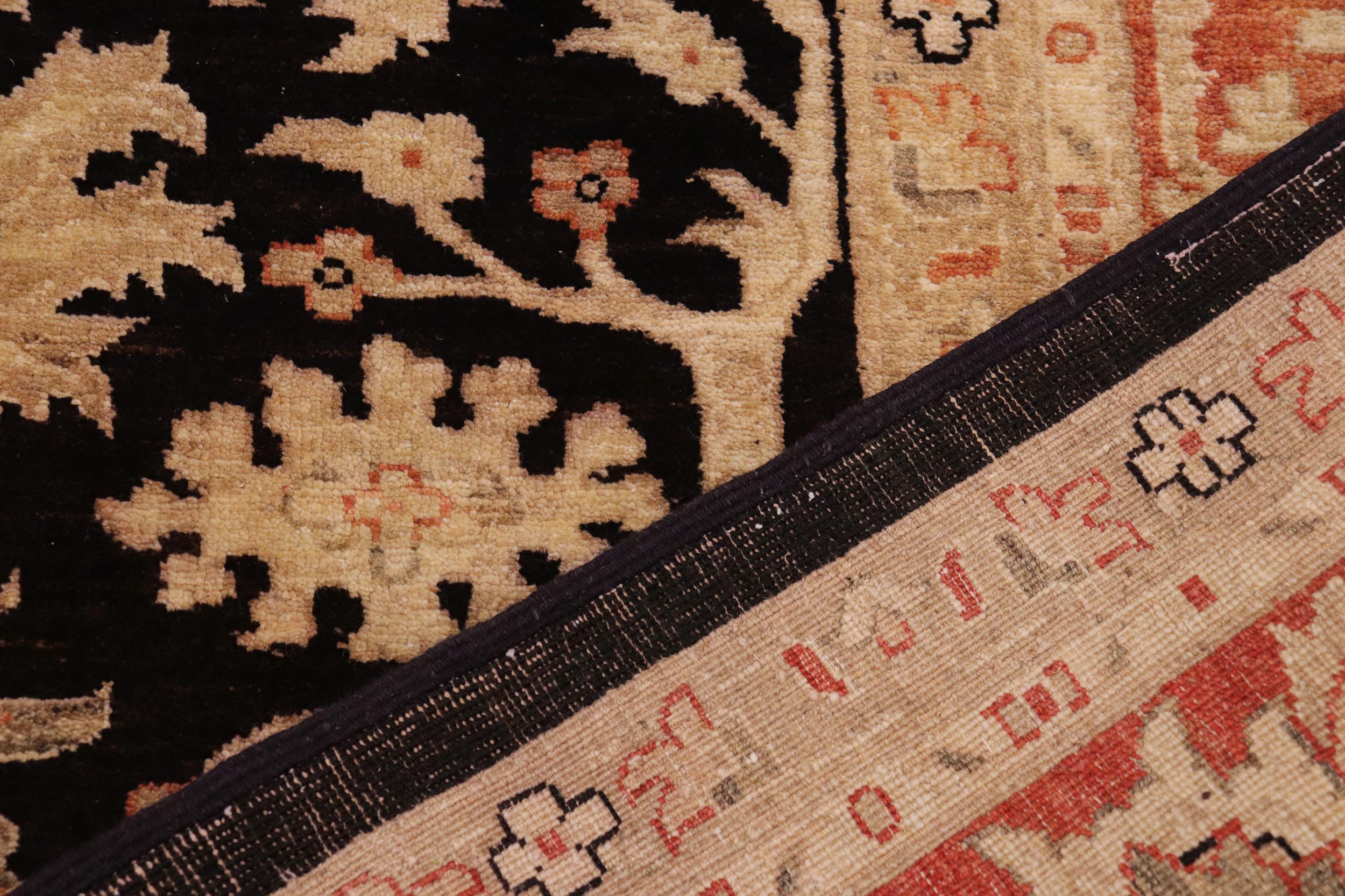 handmade Traditional Kafkaz Black Red Hand Knotted RECTANGLE 100% WOOL area rug 9x12