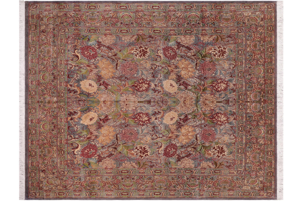 handmade Transitional William Gray Gray Hand Knotted SQUARE 100% WOOL area rug 8x8