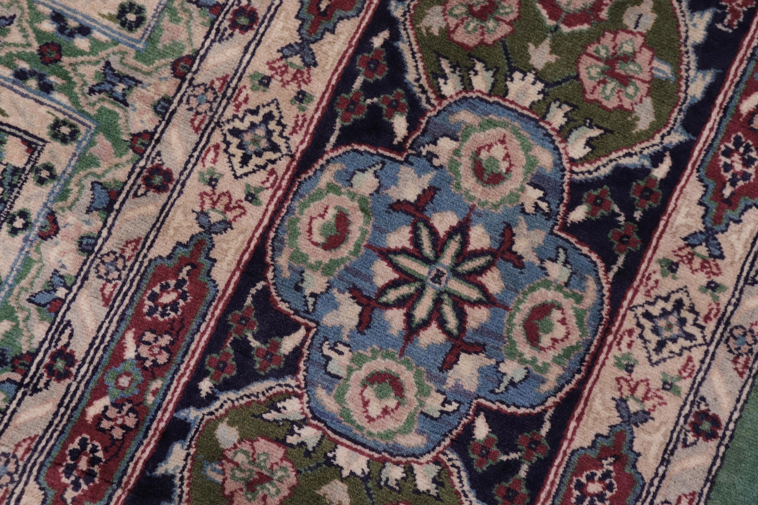 handmade Transitional Bakhtair Green Blue Hand Knotted RECTANGLE 100% WOOL area rug 8x9