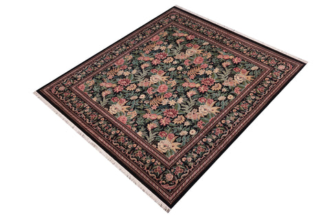 handmade Transitional Gohar Black Black Hand Knotted SQUARE 100% WOOL area rug 8x8