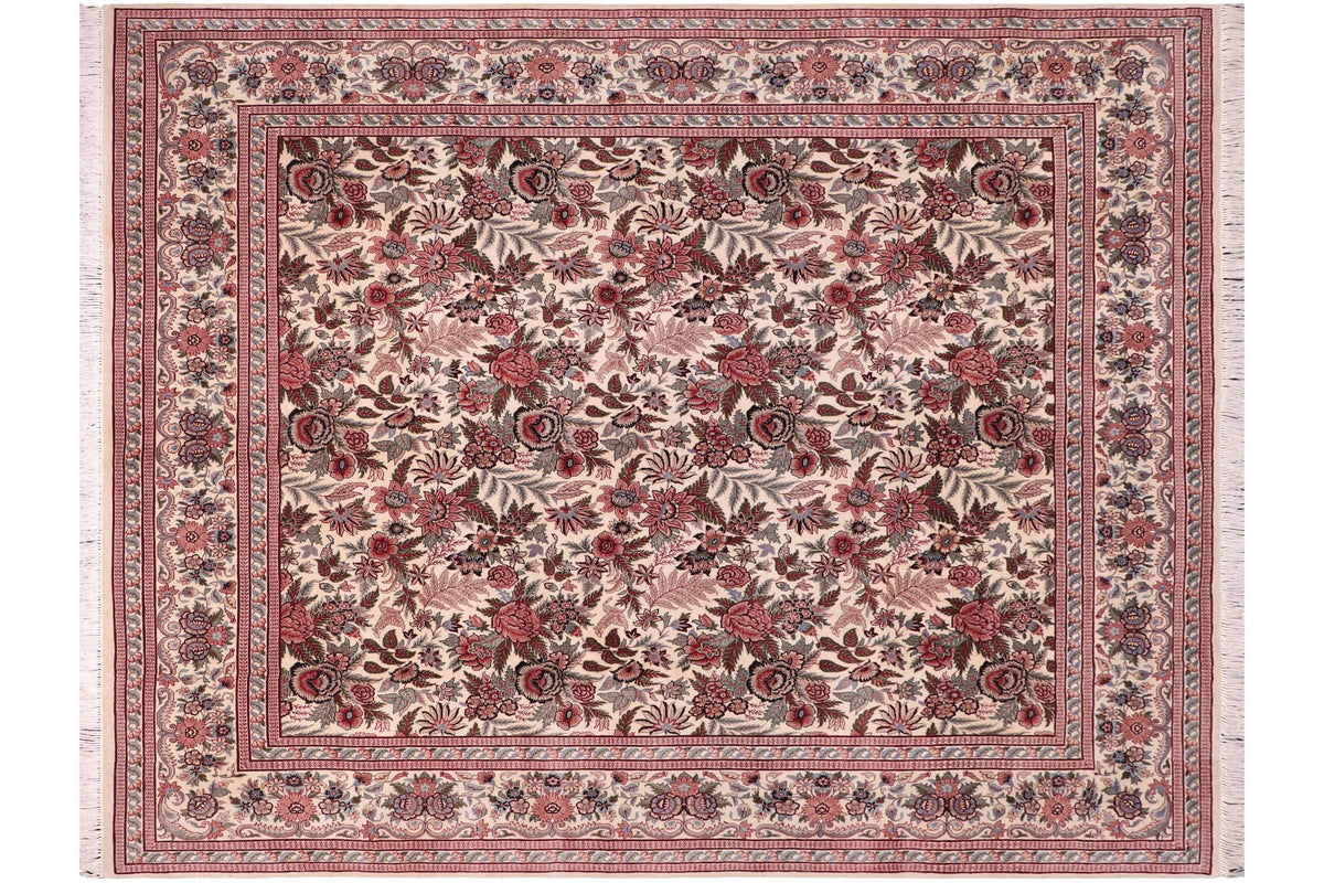 handmade Transitional Allover Ivory Ivory Hand Knotted RECTANGLE 100% WOOL area rug 8x9