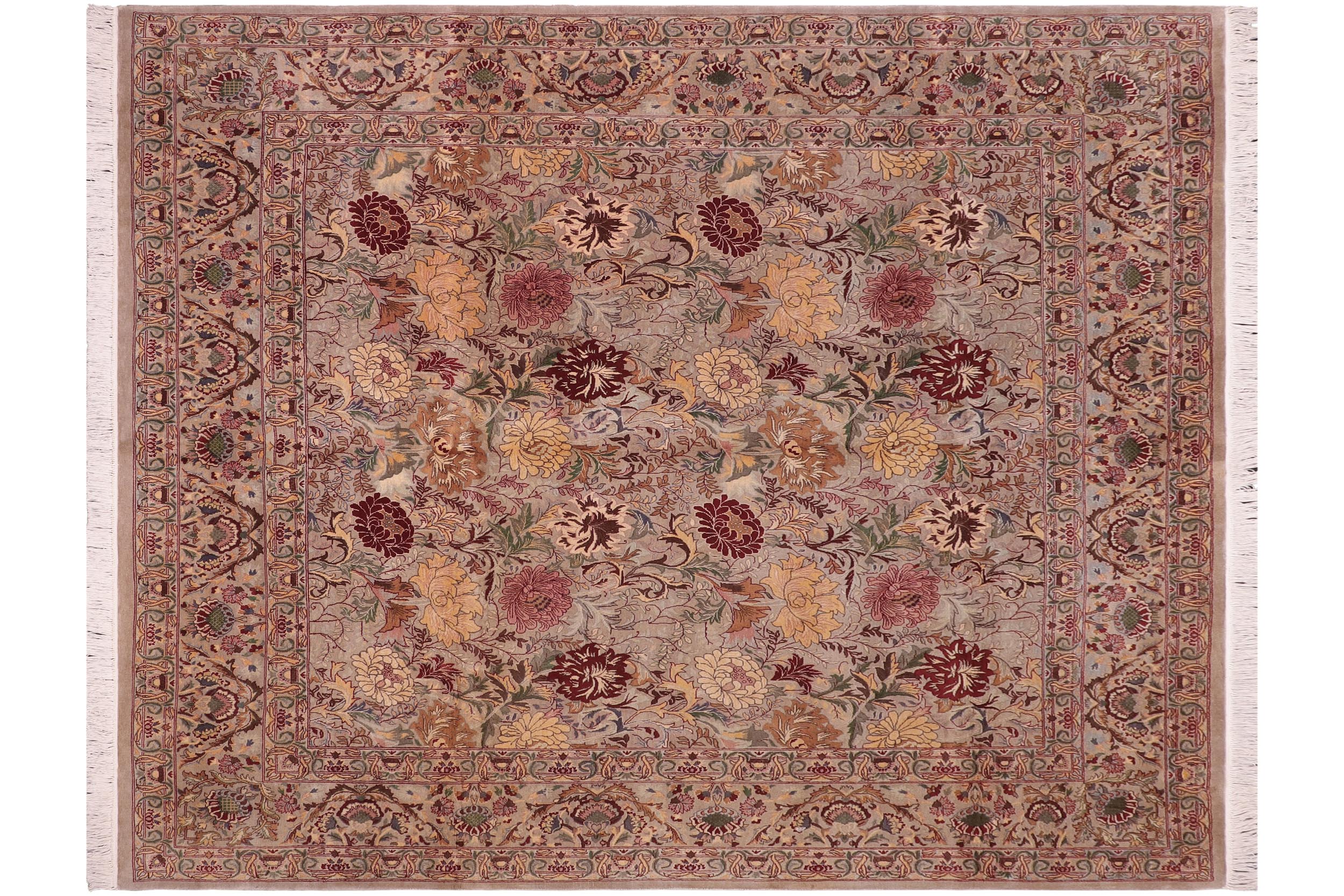 handmade Transitional Morris Gray Gray Hand Knotted SQUARE 100% WOOL area rug 8x8