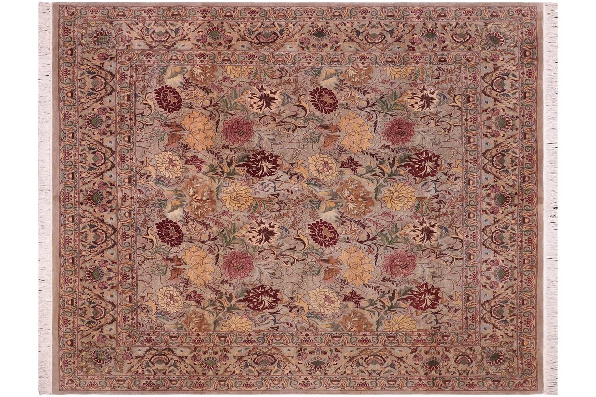handmade Transitional Morris Gray Gray Hand Knotted SQUARE 100% WOOL area rug 8x8