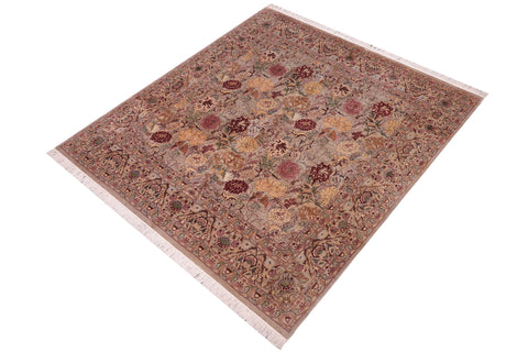 handmade Transitional Morris Gray Gray Hand Knotted SQUARE 100% WOOL area rug 8x8