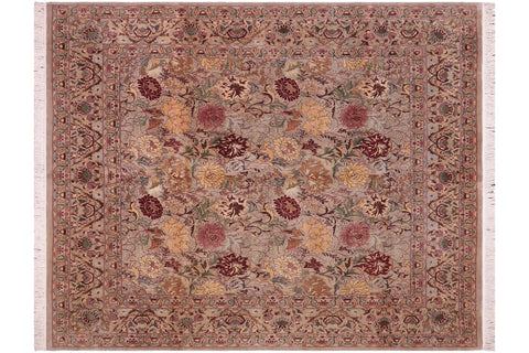 handmade Transitional Morris Gray Gray Hand Knotted SQUARE 100% WOOL area rug 8x8