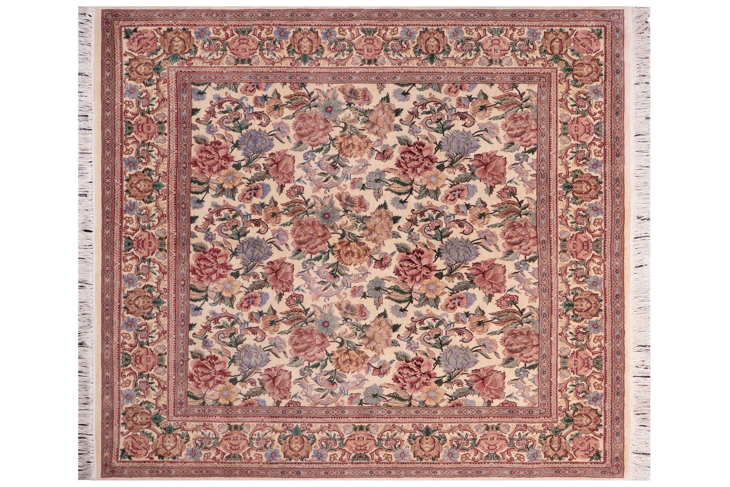 handmade Transitional Nayagra Ivory Ivory Hand Knotted SQUARE 100% WOOL area rug 6x6