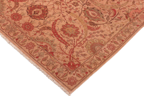 handmade Traditional  Tan Red Hand Knotted RECTANGLE 100% WOOL area rug 7' x 10'