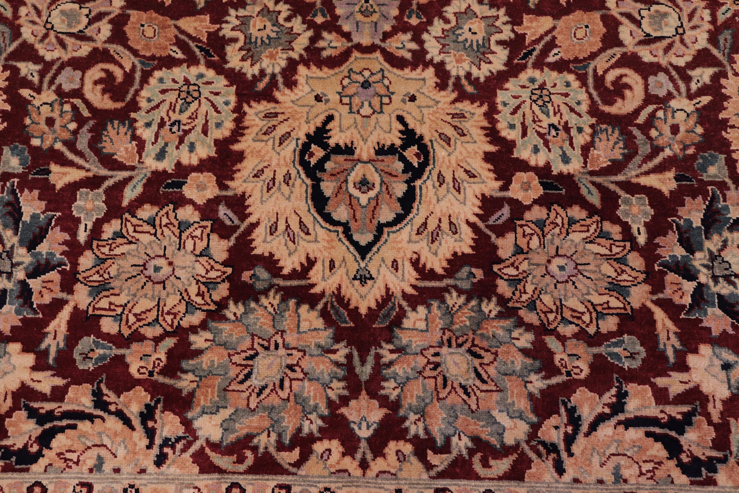 handmade Traditional Lahore Aubergine Blue Hand Knotted RECTANGLE 100% WOOL area rug 6x9