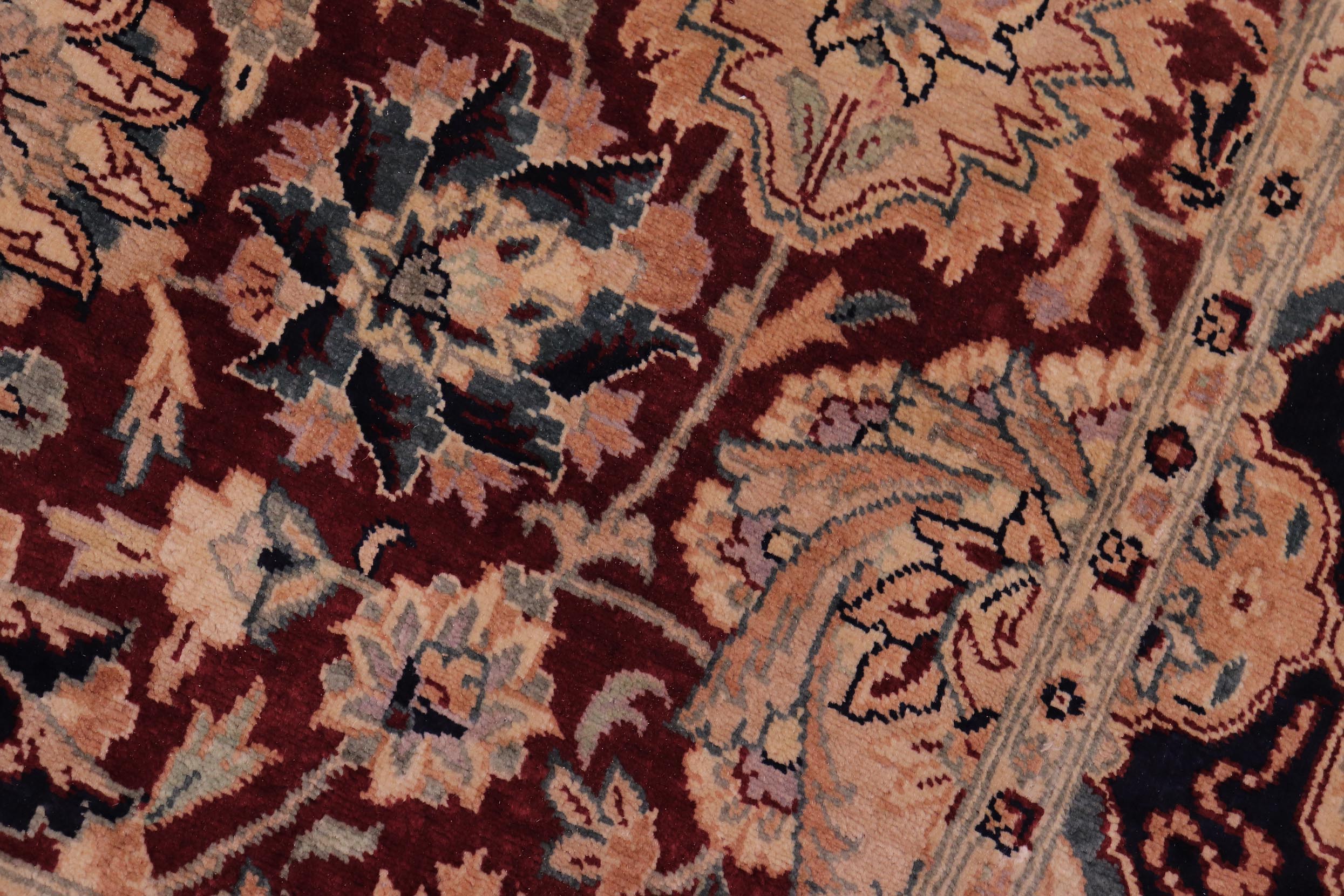 handmade Traditional Lahore Aubergine Blue Hand Knotted RECTANGLE 100% WOOL area rug 6x9
