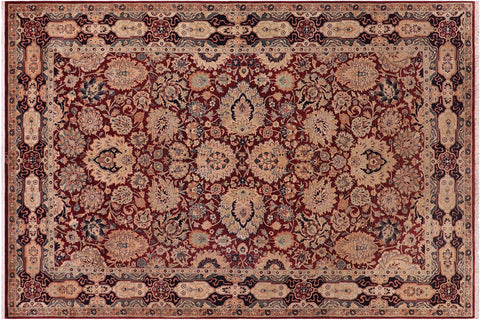 handmade Traditional Lahore Aubergine Blue Hand Knotted RECTANGLE 100% WOOL area rug 6x9