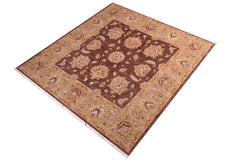 handmade Traditional Kafkaz Brown Lt. Green Hand Knotted SQUARE 100% WOOL area rug 6X6