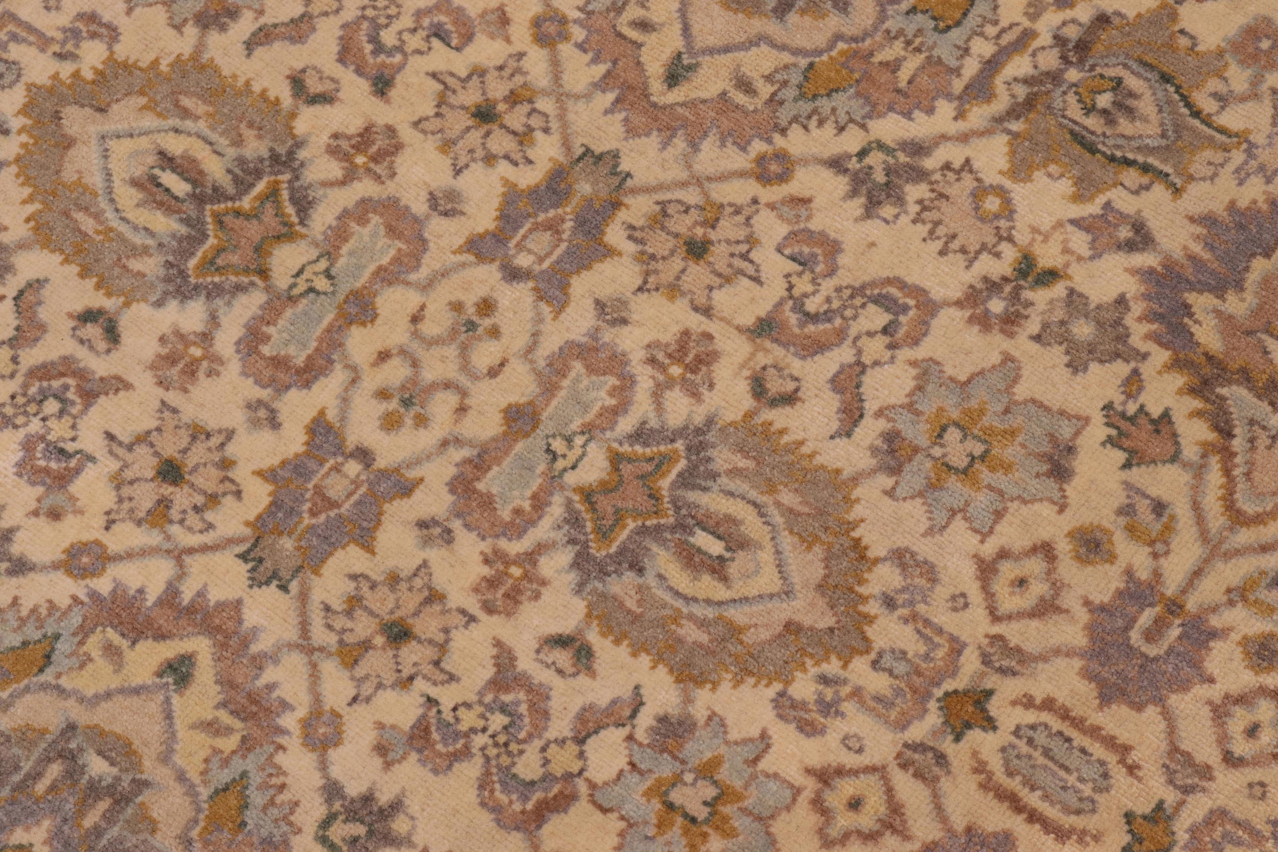 handmade Transitional Lahore Ivory Lt. Brown Hand Knotted RECTANGLE 100% WOOL area rug 6' x 12'