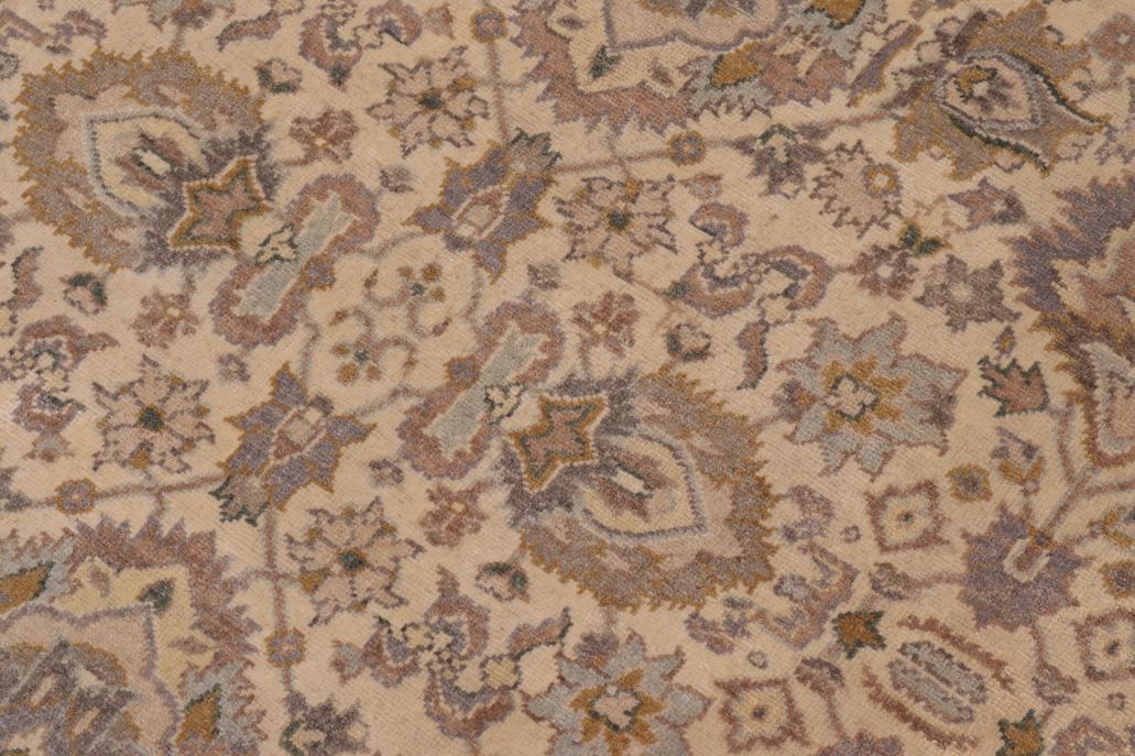 handmade Transitional Lahore Ivory Lt. Brown Hand Knotted RECTANGLE 100% WOOL area rug 6'X12'