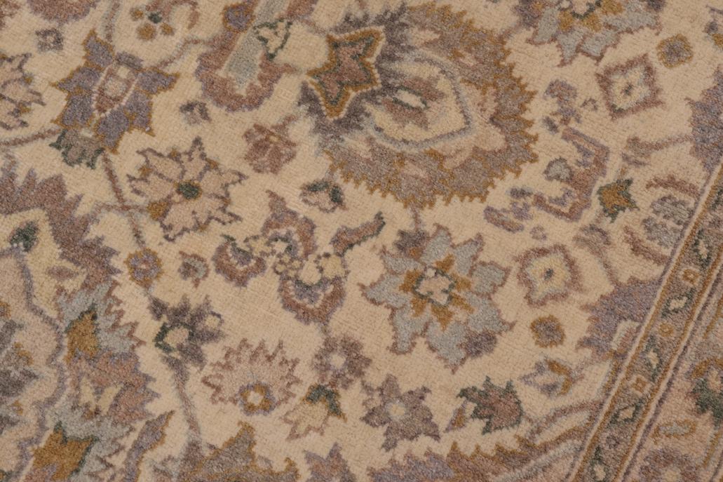 handmade Transitional Lahore Ivory Lt. Brown Hand Knotted RECTANGLE 100% WOOL area rug 6'X12'