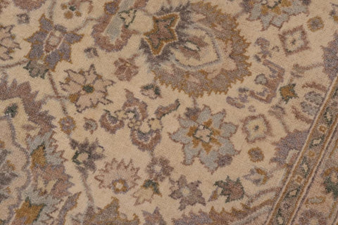 handmade Transitional Lahore Ivory Lt. Brown Hand Knotted RECTANGLE 100% WOOL area rug 6'X12'