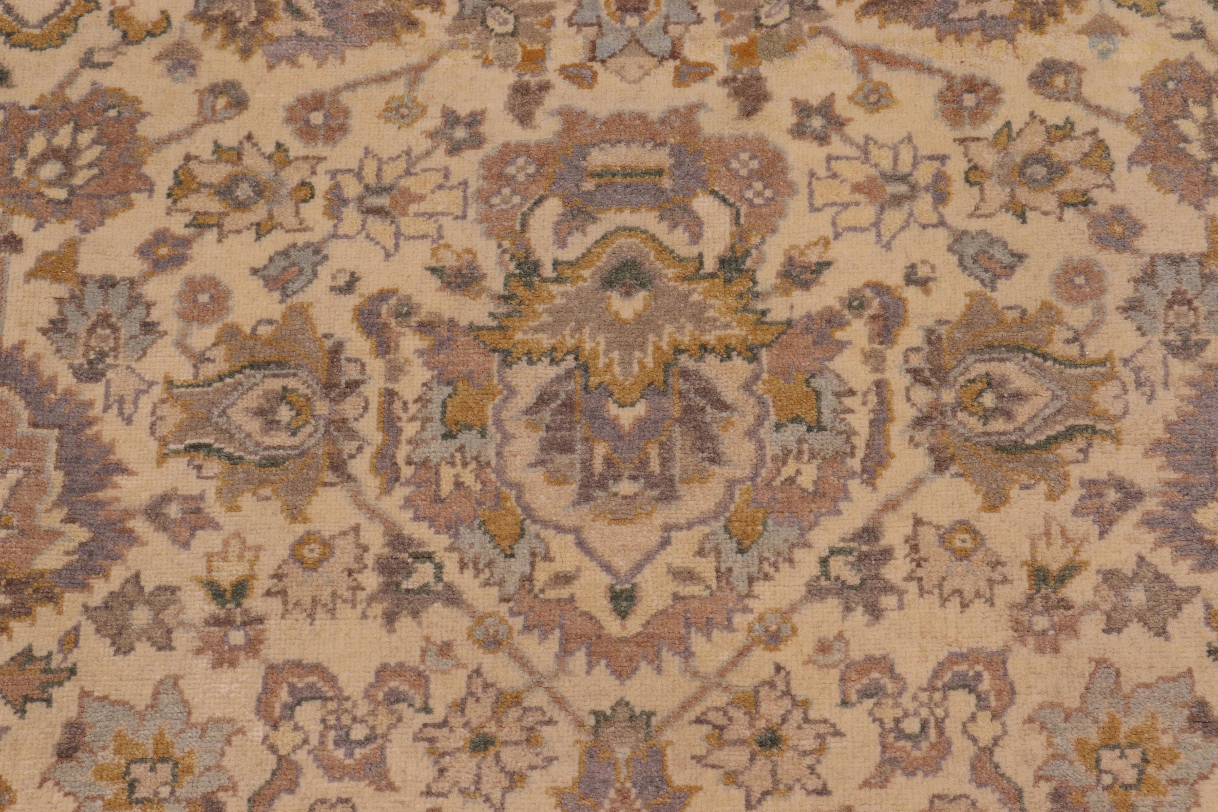 handmade Transitional Lahore Ivory Lt. Brown Hand Knotted RECTANGLE 100% WOOL area rug 6' x 12'
