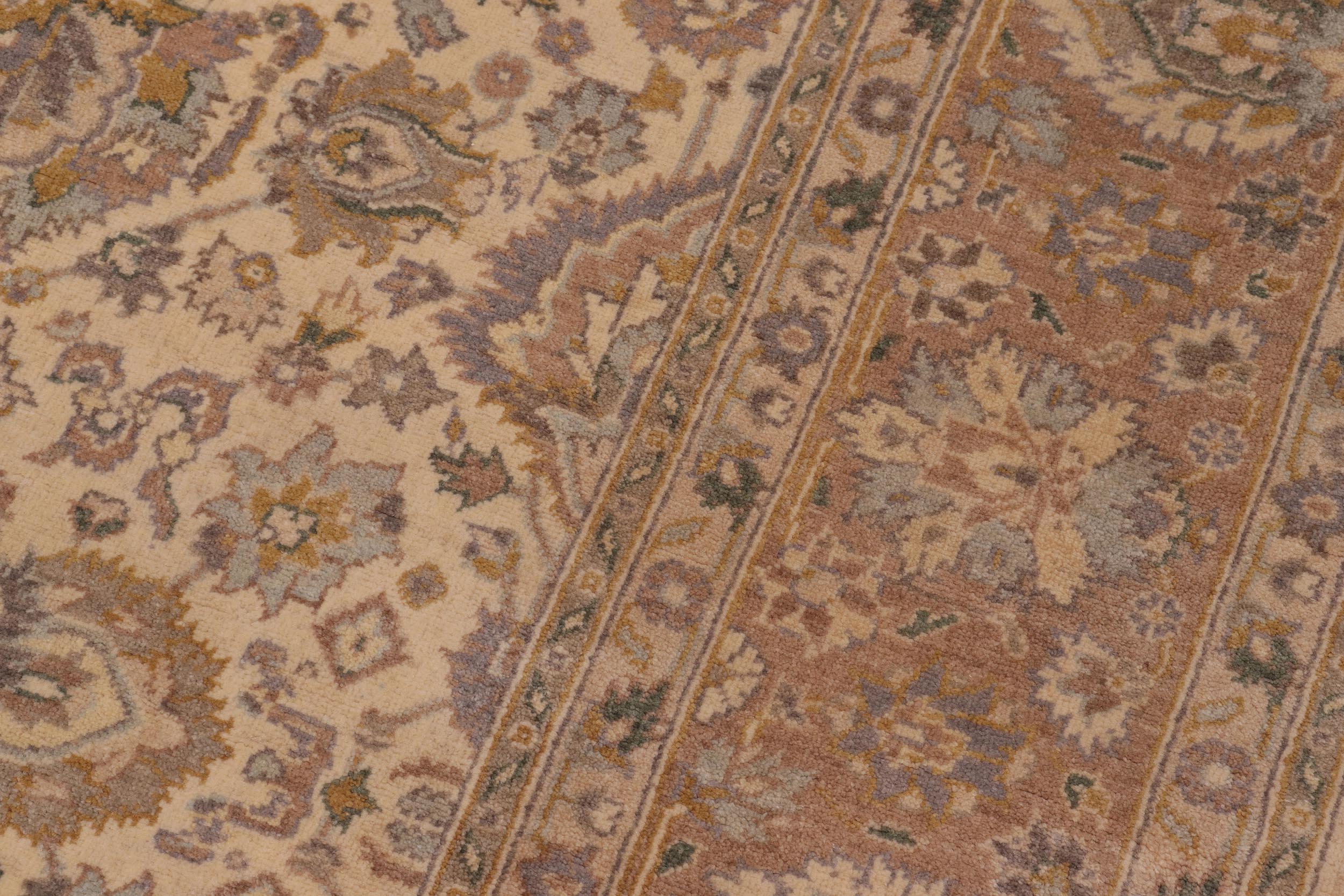 handmade Transitional Lahore Ivory Lt. Brown Hand Knotted RECTANGLE 100% WOOL area rug 6' x 12'