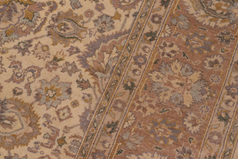 handmade Transitional Lahore Ivory Lt. Brown Hand Knotted RECTANGLE 100% WOOL area rug 6' x 12'