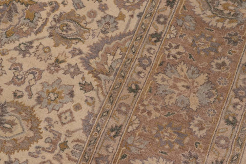 handmade Transitional Lahore Ivory Lt. Brown Hand Knotted RECTANGLE 100% WOOL area rug 6'X12'