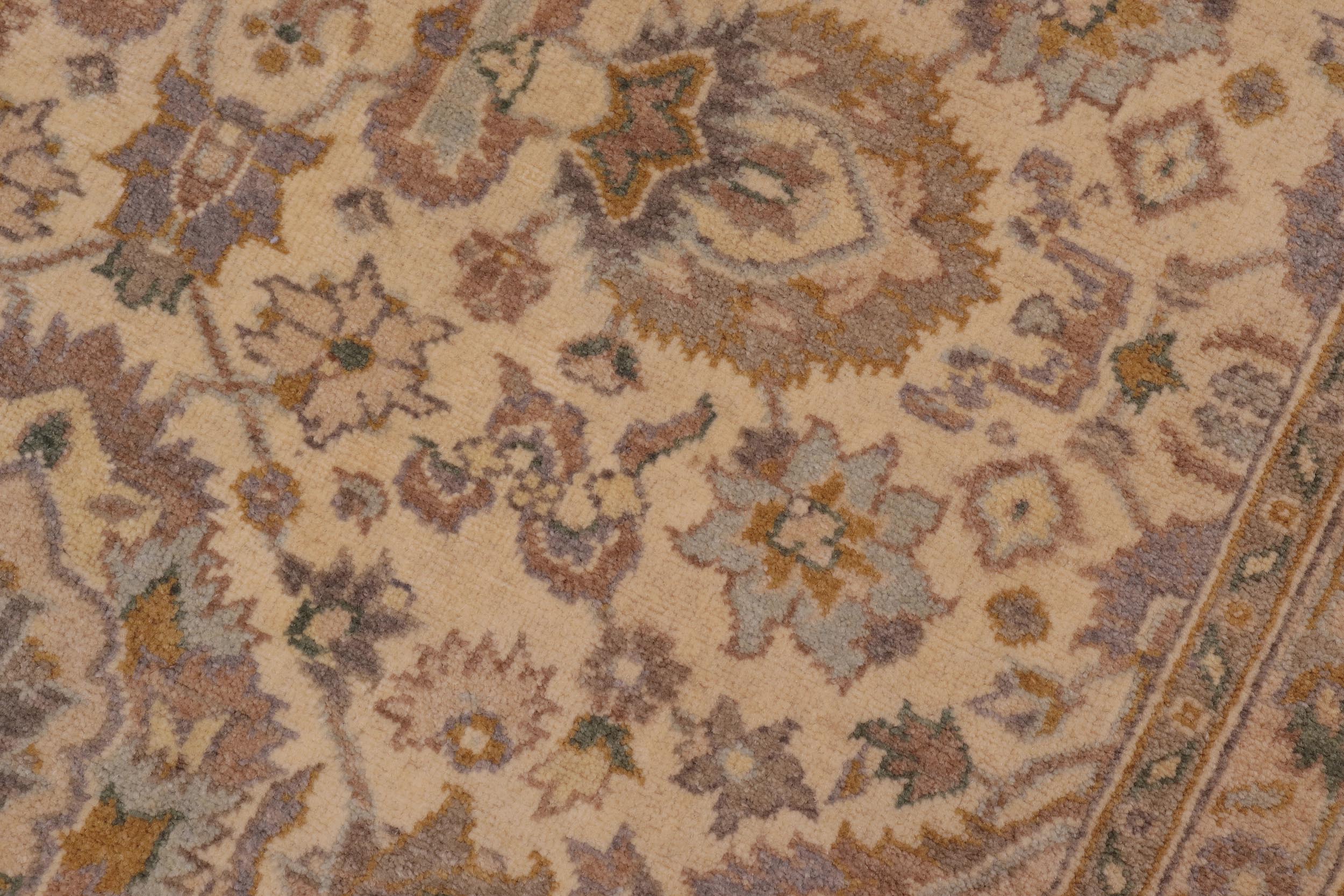 handmade Transitional Lahore Ivory Lt. Brown Hand Knotted RECTANGLE 100% WOOL area rug 6' x 12'