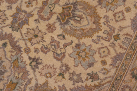 handmade Transitional Lahore Ivory Lt. Brown Hand Knotted RECTANGLE 100% WOOL area rug 6' x 12'
