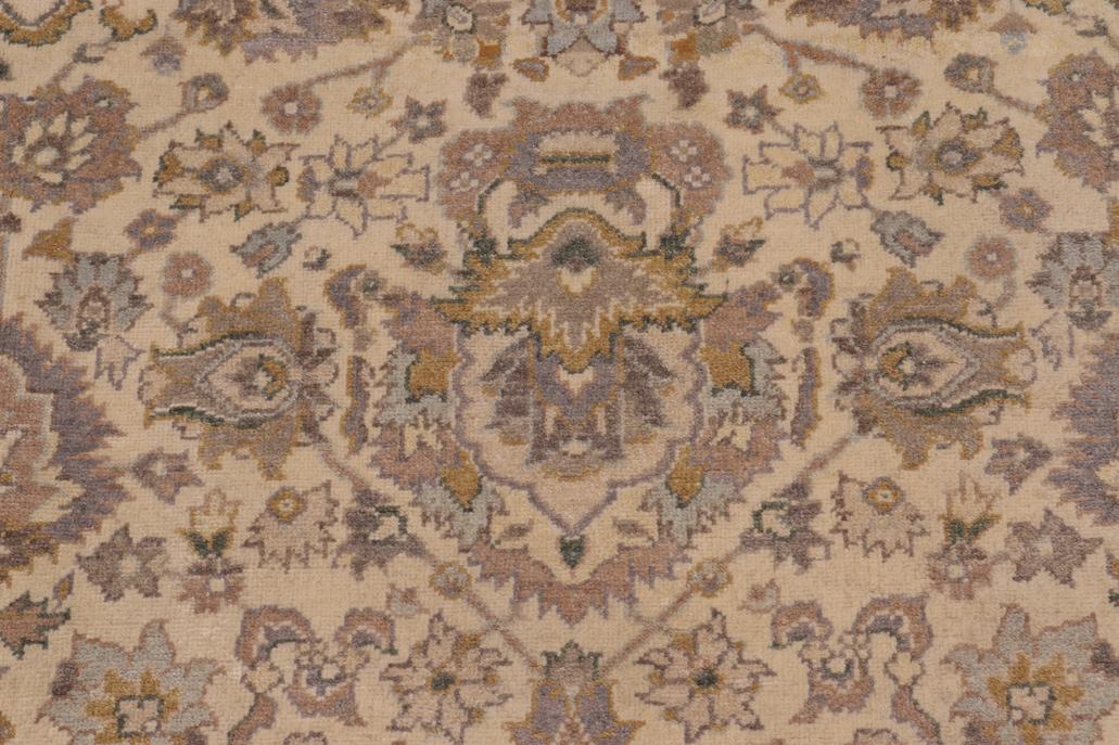 handmade Transitional Lahore Ivory Lt. Brown Hand Knotted RECTANGLE 100% WOOL area rug 6'X12'
