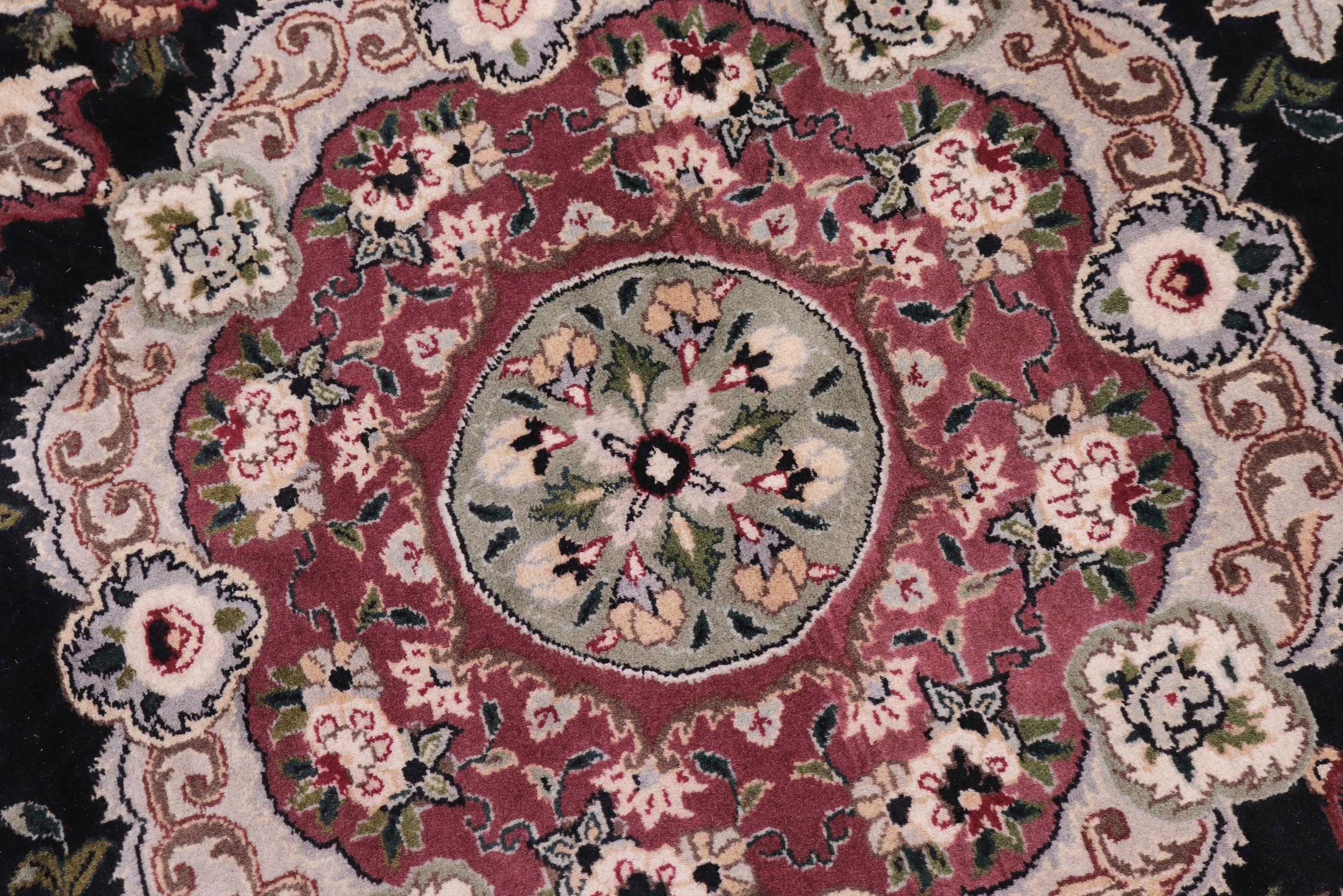 handmade Traditional Anarlaki Black Pink Hand Knotted ROUND 100% WOOL area rug 6'x6'