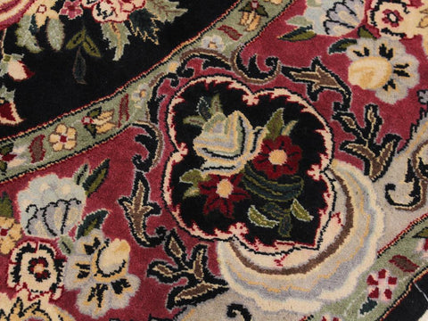 handmade Traditional Anarlaki Black Pink Hand Knotted ROUND 100% WOOL area rug 6x6