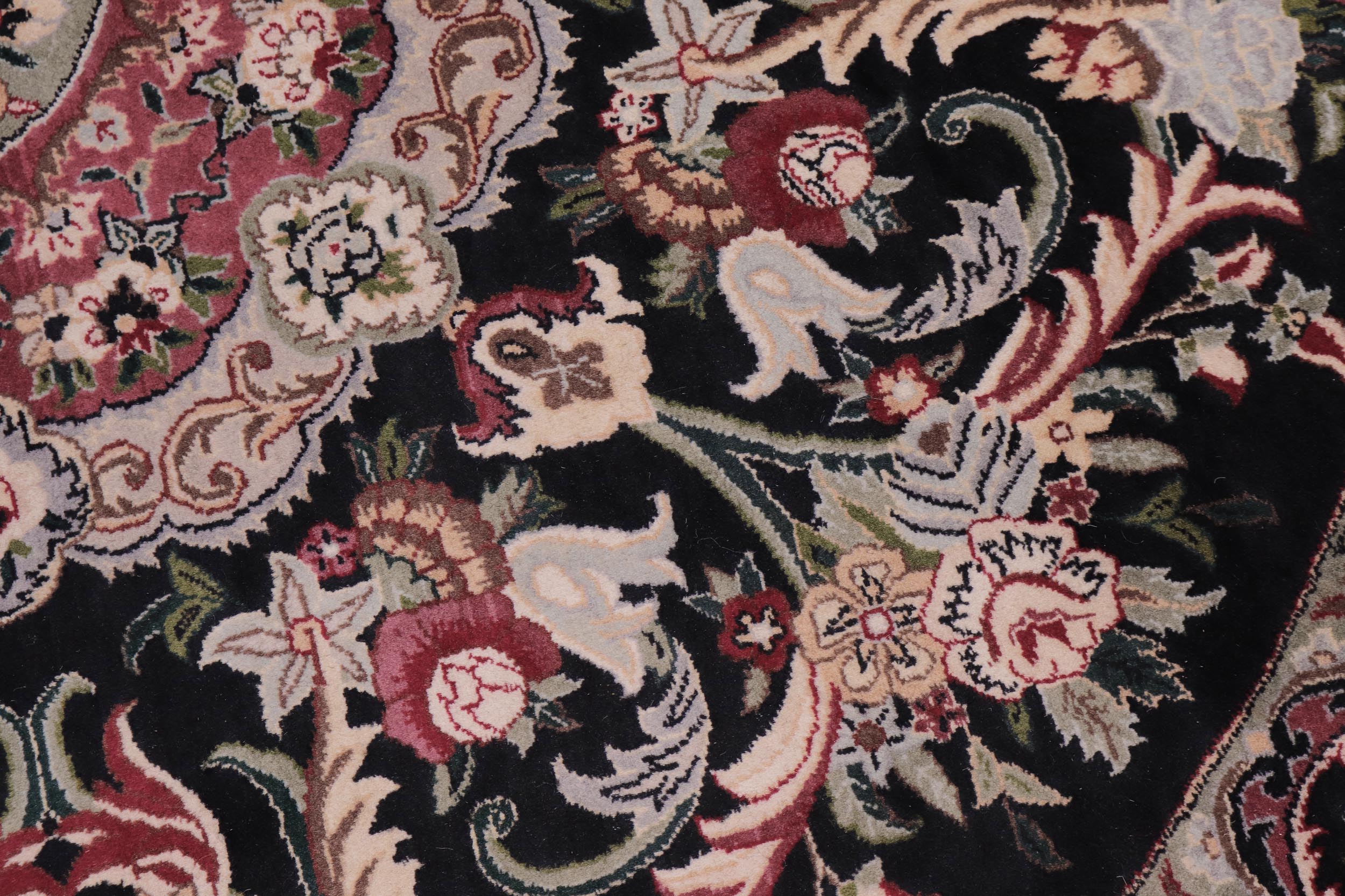 handmade Traditional Anarlaki Black Pink Hand Knotted ROUND 100% WOOL area rug 6'x6'
