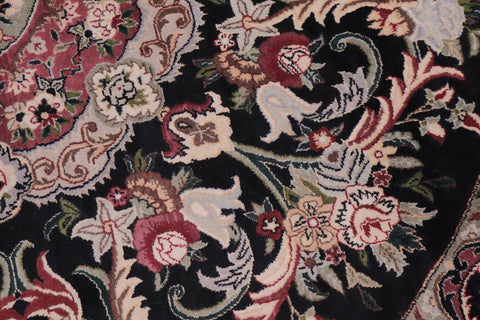 handmade Traditional Anarlaki Black Pink Hand Knotted ROUND 100% WOOL area rug 6'x6'