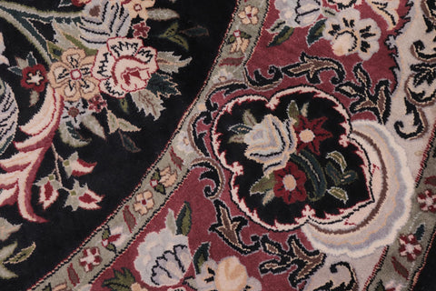 handmade Traditional Anarlaki Black Pink Hand Knotted ROUND 100% WOOL area rug 6' x 6'