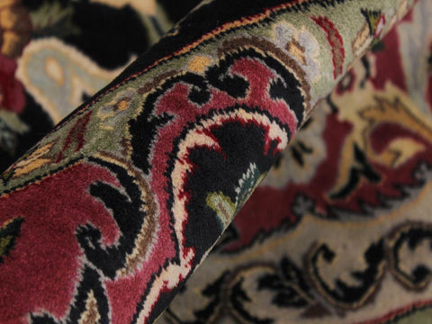 handmade Traditional Anarlaki Black Pink Hand Knotted ROUND 100% WOOL area rug 6x6