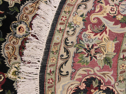 handmade Traditional Anarlaki Black Pink Hand Knotted ROUND 100% WOOL area rug 6x6