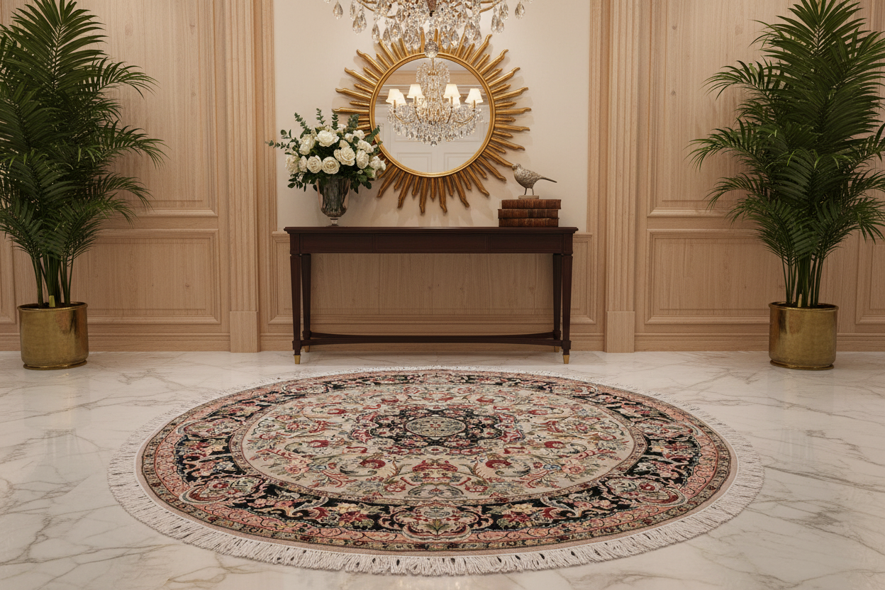 handmade Traditional Anarlaki Lt. Gray Black Hand Knotted ROUND 100% WOOL area rug 6' x 6'