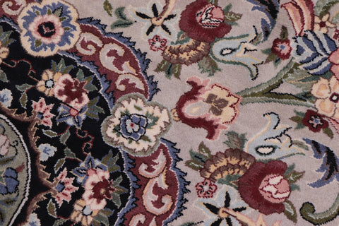 handmade Traditional Anarlaki Lt. Gray Black Hand Knotted ROUND 100% WOOL area rug 6' x 6'