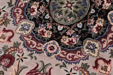 handmade Traditional Anarlaki Lt. Gray Black Hand Knotted ROUND 100% WOOL area rug 6' x 6'